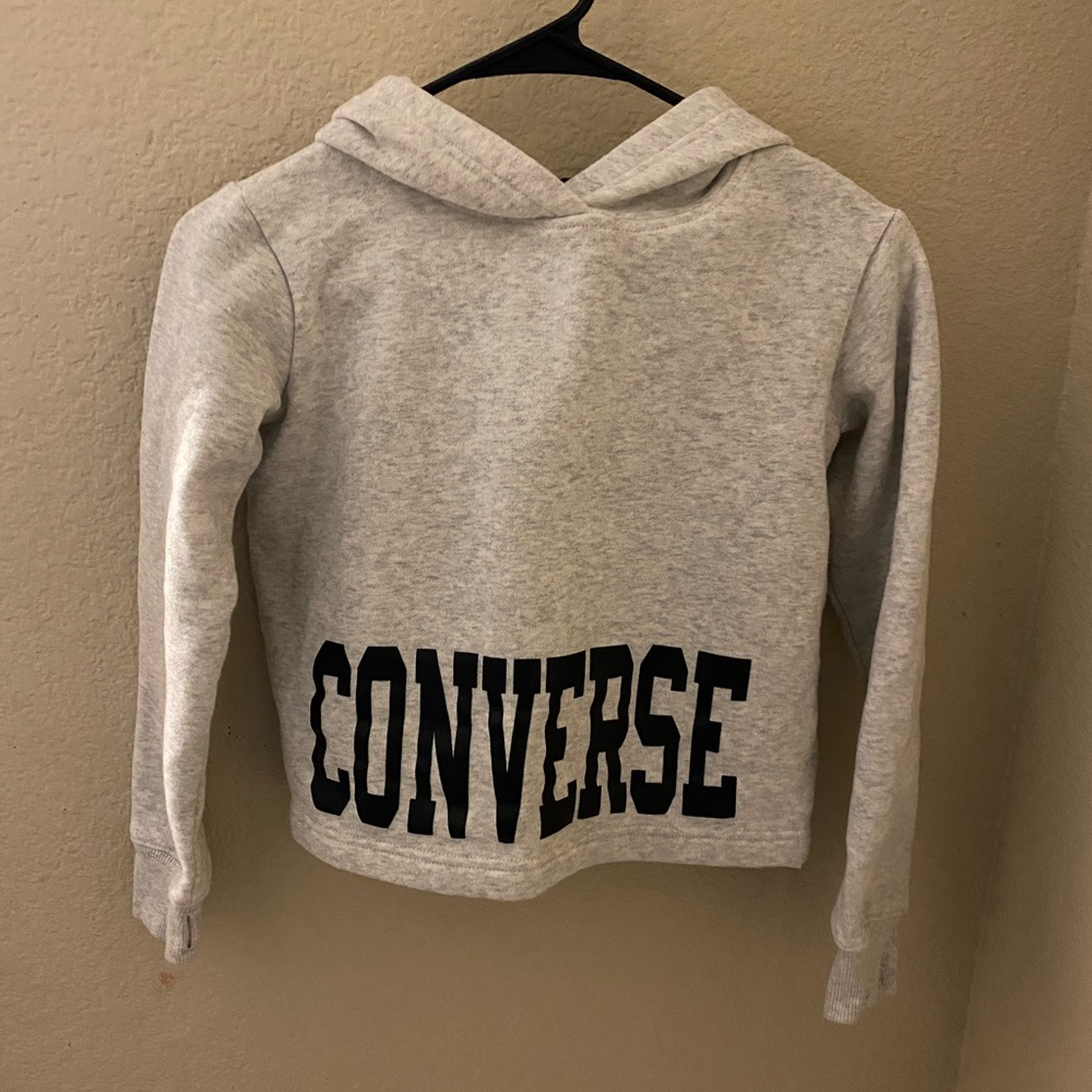 Girls Gray Converse Medium Cropped Hoodie